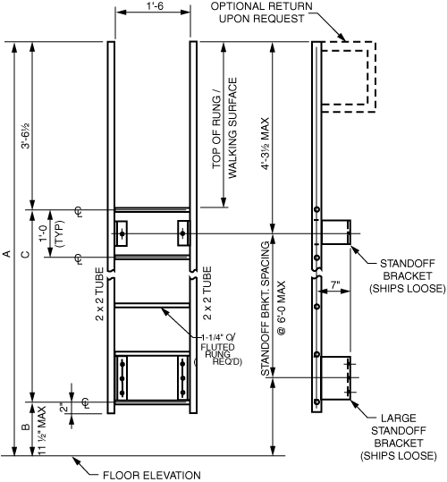 Schematic for Walk Thru Ladder Worksheet for Wall Mount Ladder