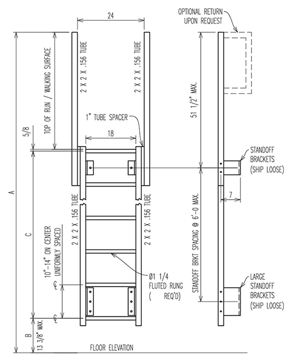 Schematic for Walk Thru Ladder Worksheet for Wall Mount Ladder